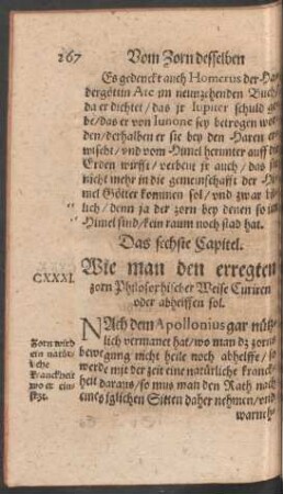 Das sechste Capitel. Wie man den erregten zorn Philosophischer Weise Curiren oder abhelffen sol.
