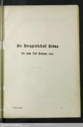Die Burggrafschaft Dohna bis zum Fall Dohnas 1402