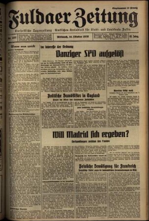 Erste Ausgabe vom Mittwoch, den 14. Oktober 1936.