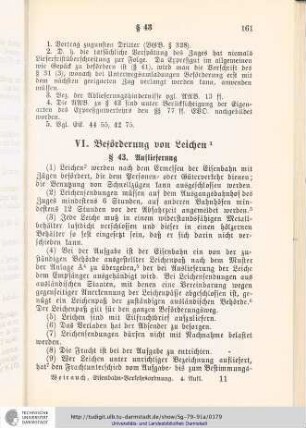 VI. Beförderung von Leichen