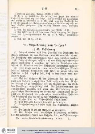 VI. Beförderung von Leichen