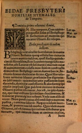 Homiliae Venerabilis Bedae Presbyteri Anglosaxonis, theologici celeberrimi, hyemales, quadragesimales, de tempore item & sanctis : Adiectis aliquot Homilijs eiusdem hactenus desideratis
