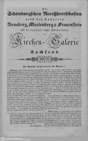 Die Parochie Schlunzig mit Wulm, Seifen, Kleinhartmannsdorf, Kleinhennersdorf, Cämmerswalde, Dittersdorf, Marienberg (Fortsetzung) : 46. Lieferung