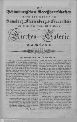 Die Parochie Schlunzig mit Wulm, Seifen, Kleinhartmannsdorf, Kleinhennersdorf, Cämmerswalde, Dittersdorf, Marienberg (Fortsetzung) : 46. Lieferung
