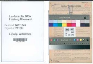 Entnazifizierung Wilhelmine Von Lennep , geb. 14.07.1900 (Lehrerin)