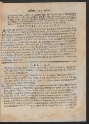 Coronis Diatribae