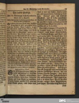 Die dritte Predigt, Am III. Sonntage nach Trinitatis.