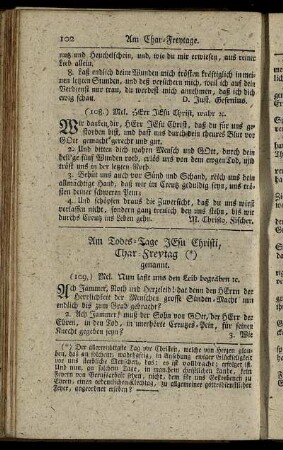 Am Todes-Tage Jesu Christi, Char-Freytag genannt. - Am Fest der Himmelfahrt Jesu Christi.