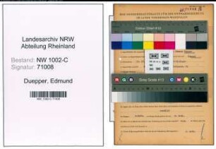 Entnazifizierung Edmund Duepper, geb. 11.02.1894 (Schlosser)