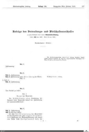 Anträge zu dem Entwurf einer neuen Gemeindeordnung