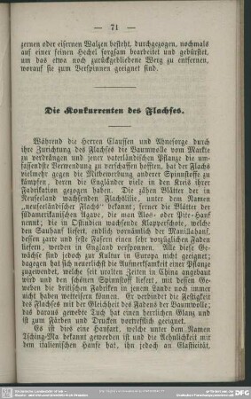Die Konkurrenten des Flachses