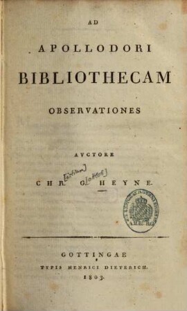 Ad Apollodori Bibliothecam Observationes