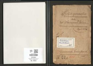 Generalia betr. das Medizinalwesen