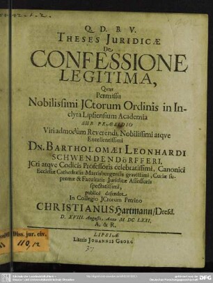 Theses iuridicae: De confessione legitima