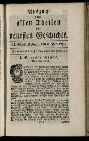 LI. Stück. Coburg, den 15. Dec. 1756.