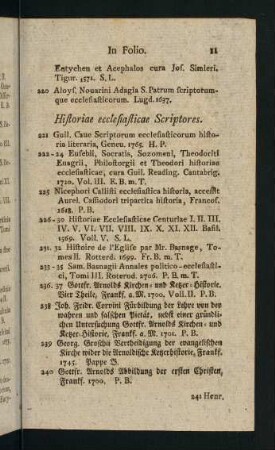 11-24, Historiae ecclesiastiae Scriptores. - Libri Theologici varii.