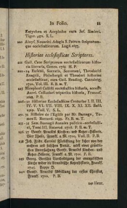 11-24, Historiae ecclesiastiae Scriptores. - Libri Theologici varii.