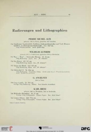 Radierungen und Lithographien (Nr. 734-1362)