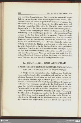 K. Rückblick und Ausschau