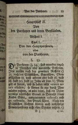 Abschnit I. [Von den Hauptpersonen oder Partheyen.]