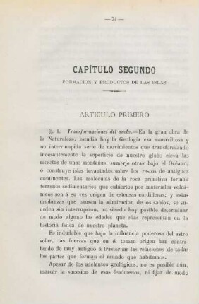 Capítulo segundo. Formacion y productos de las islas