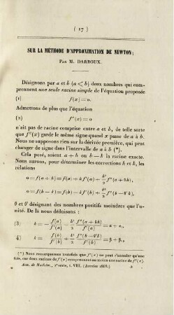 Sur la méthode d'approximation de Newton.