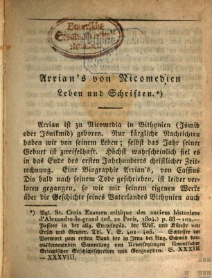 Arrian's von Nicomedien Werke, 1. Taktik, und Geschichte der Feldzüge Alexanders