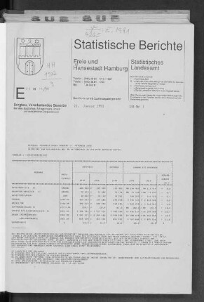 Bergbau, Verarbeitendes Gewerbe November 1990 : Lfd. Nr. 1