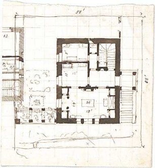Bühlmann, Josef; Haus erhöht zur Straße - Grundriss