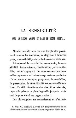 La Sensibilité Dans Le Règne Animal Et Dans Le Règne Végétal