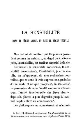 La Sensibilité Dans Le Règne Animal Et Dans Le Règne Végétal