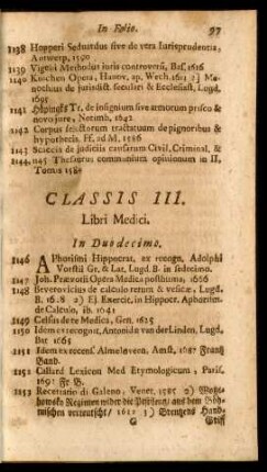 Classis III. Libri Medici