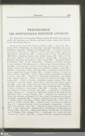 Verzeichnis Der Hauptsächlich Benutzten Literatur