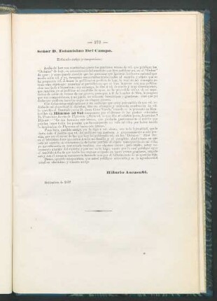 [Carta de Hilario Ascasubi a] Estanislao del Campo