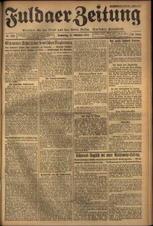 Erste Ausgabe vom Samstag, den 31. Oktober 1925.
