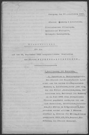 Musberg-Leinfelden mit Oberaichen bzw. Unteraichen: Pfarrbericht 1929