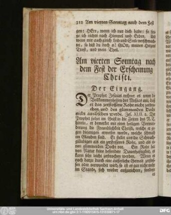 Am vierten Sonntag nach dem Fest der Erscheinung Christi.