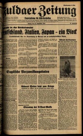 Ausgabe vom Freitag, den 27. September 1940.