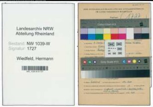 Entnazifizierung Hermann Wiedfeld , geb. 02.10.1896 (Geschaeftsleiter)