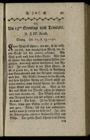 VII. Am 13ten Sonntage nach Trinitatis. Evang. Luc.10, v.23-30.