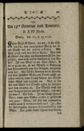 VII. Am 13ten Sonntage nach Trinitatis. Evang. Luc.10, v.23-30.