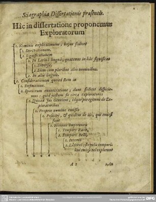 Sciagraphia Dissertationis praesentis. Hâc in dissertatione proponemus Exploratorum