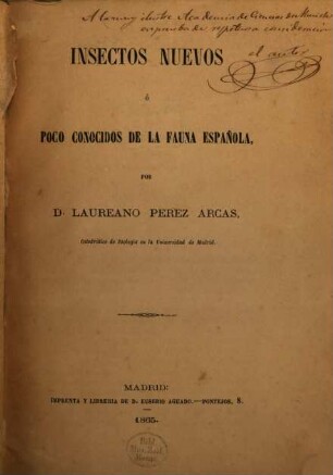 Insectos nuevos ó poco conocidos de la Fauna Española : (2 partes)