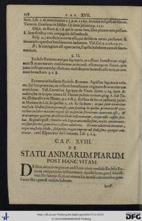Cap. XVIII. De Statu Animarum Piarum Post Hanc Vitam.