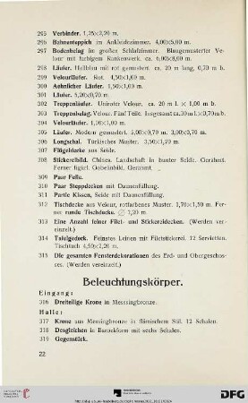 Beleuchtungskörper (Nr. 316-337)
