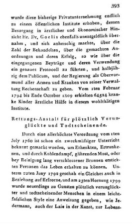 Rettungs-Anstalt für plötzlich Verunglückte und Todtscheinende