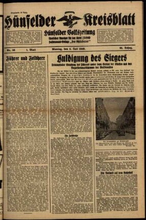 Erste Ausgabe vom Montag, den 08. Juli 1940.