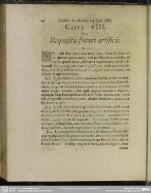 Caput VIII. De Requisitis futuri artificis