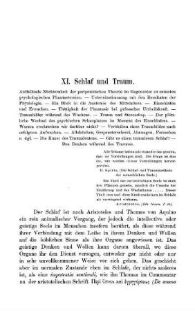 XI. Schlaf und Traum.