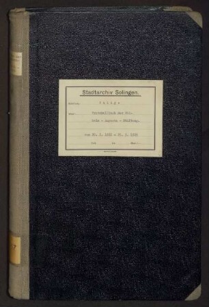 Ohligs: Krankenhaus (Wilhelm-Augusta-Stiftung) 1922-1929